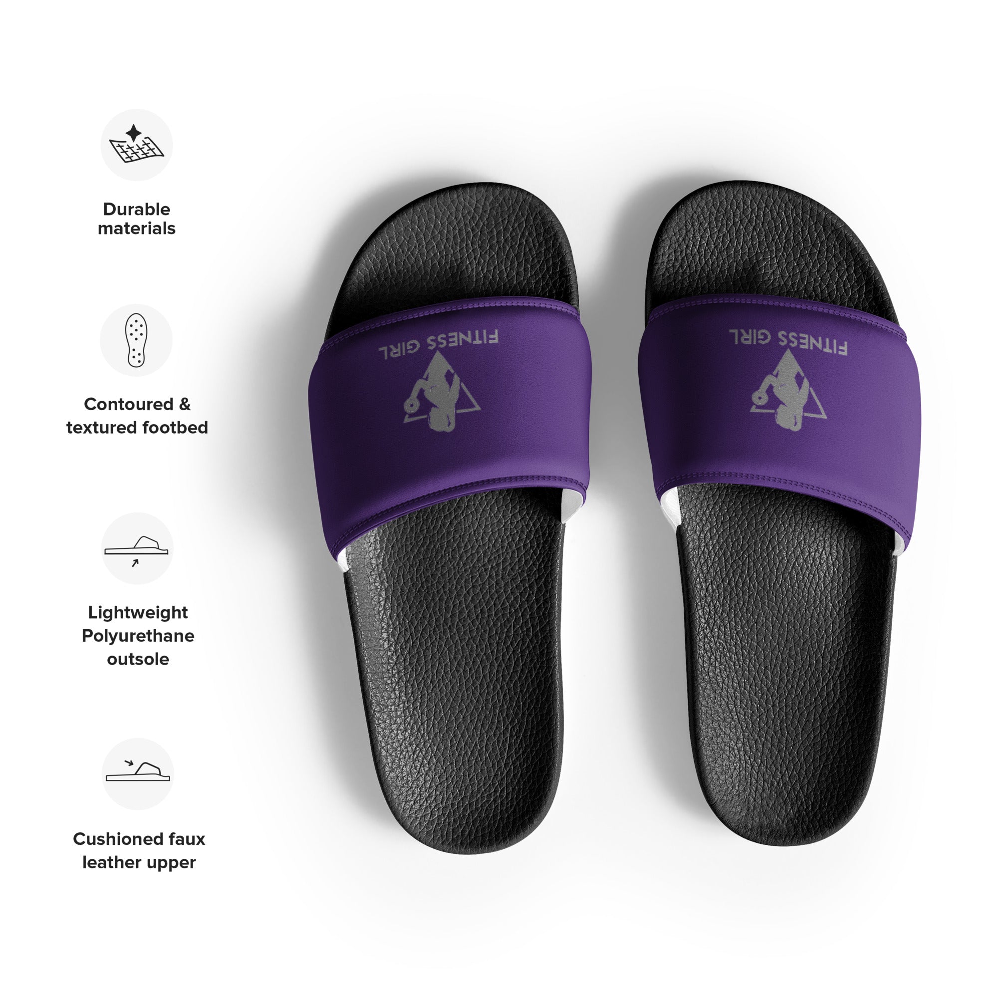 Purple and Gray Fitness Girl Women's slides
