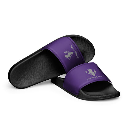 Purple and Gray Fitness Girl Women's slides