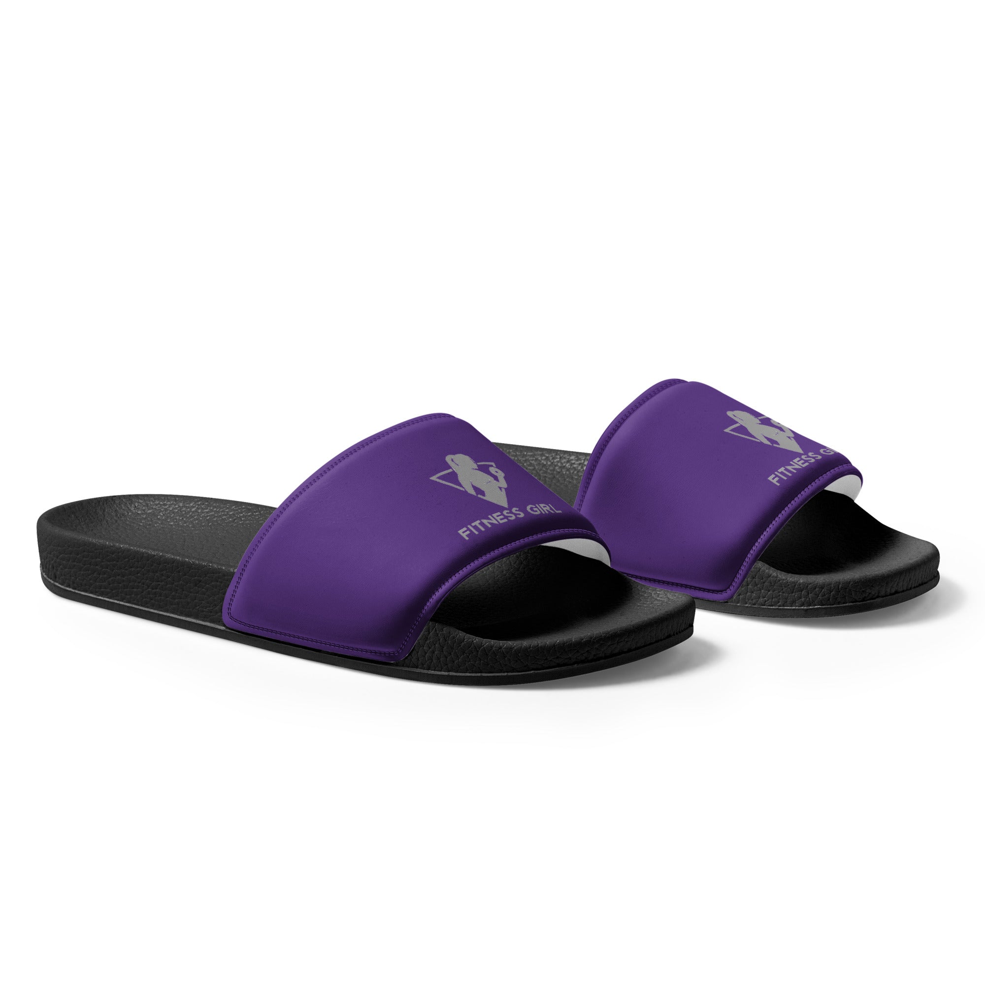 Purple and Gray Fitness Girl Women's slides