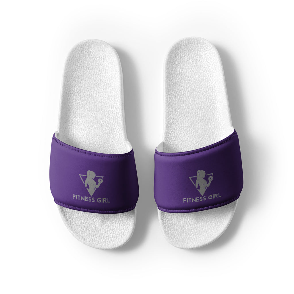 Purple and Gray Fitness Girl Women's slides
