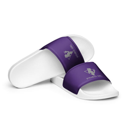 Purple and Gray Fitness Girl Women's slides