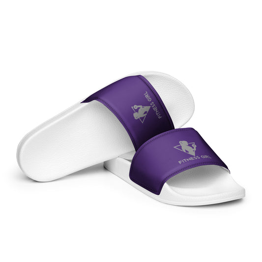 Purple and Gray Fitness Girl Women's slides