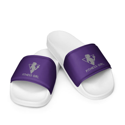 Purple and Gray Fitness Girl Women's slides