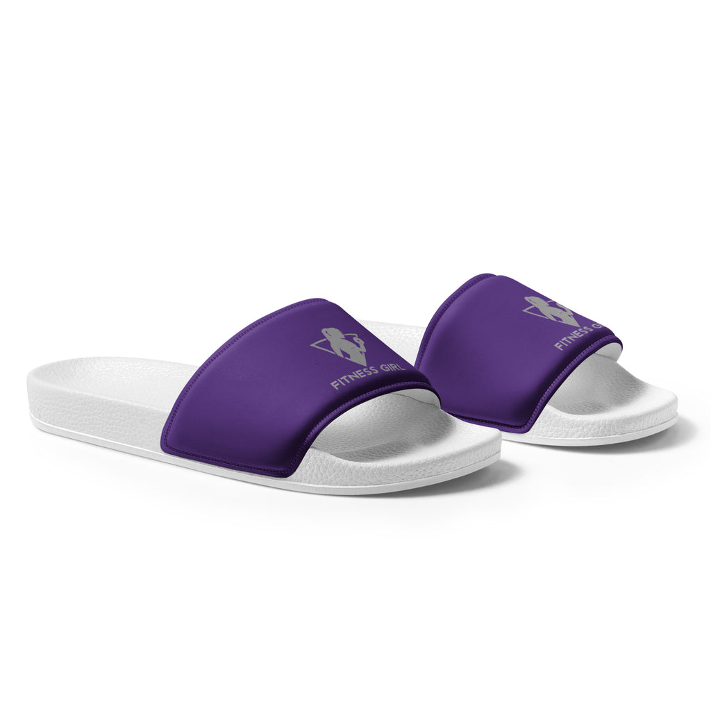 Purple and Gray Fitness Girl Women's slides