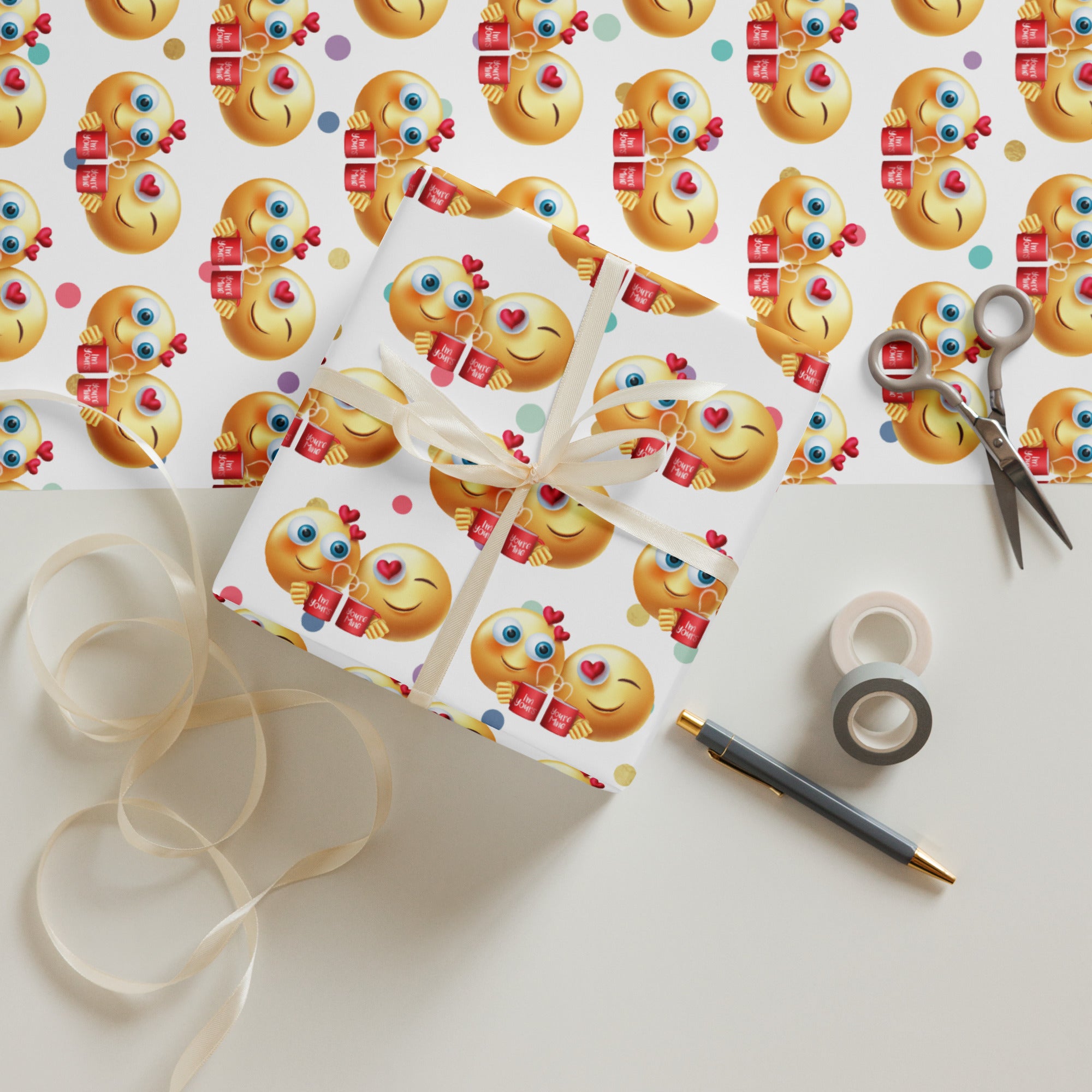 Smiley Face Love Wrapping paper sheets