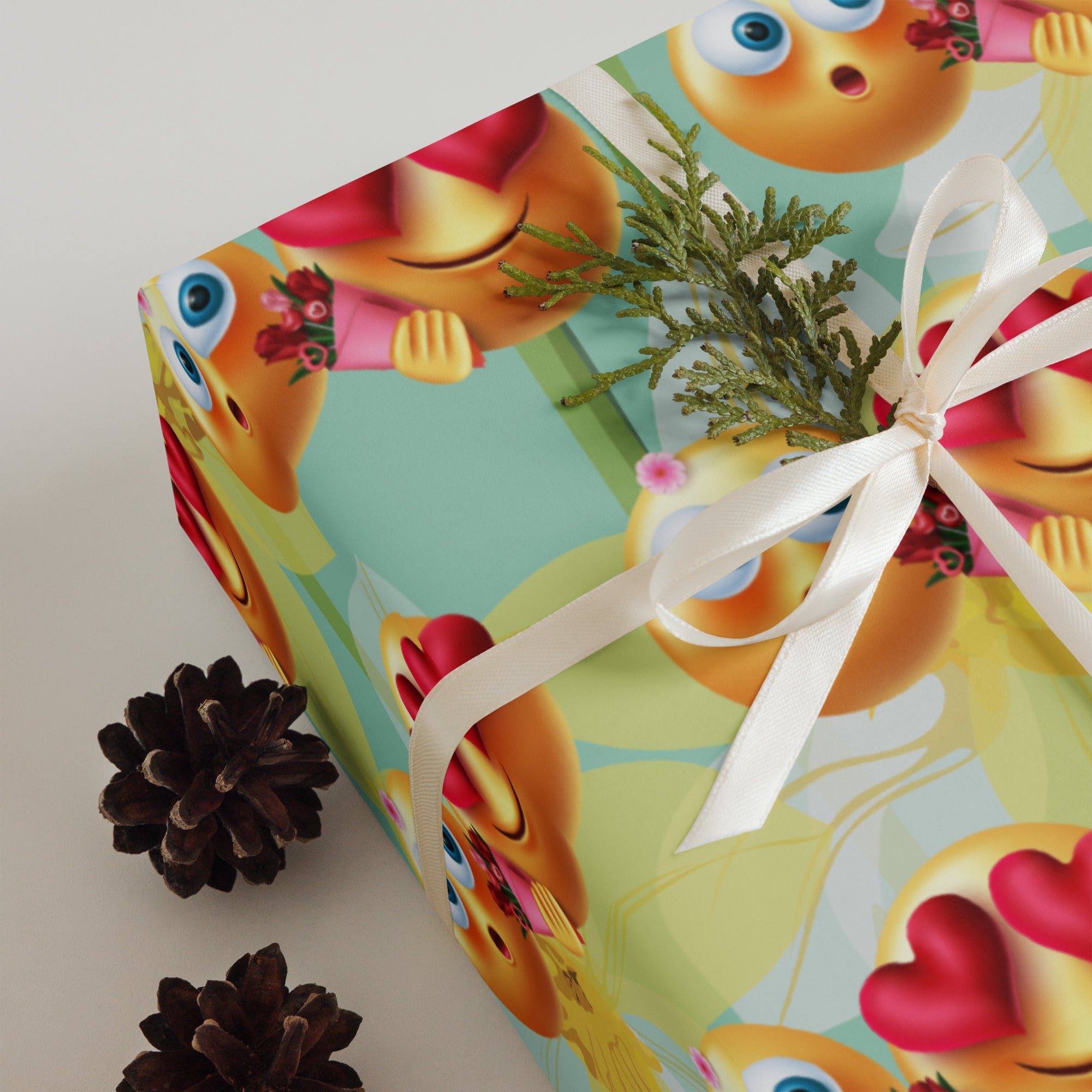 Smiley Face Love Wrapping paper sheets