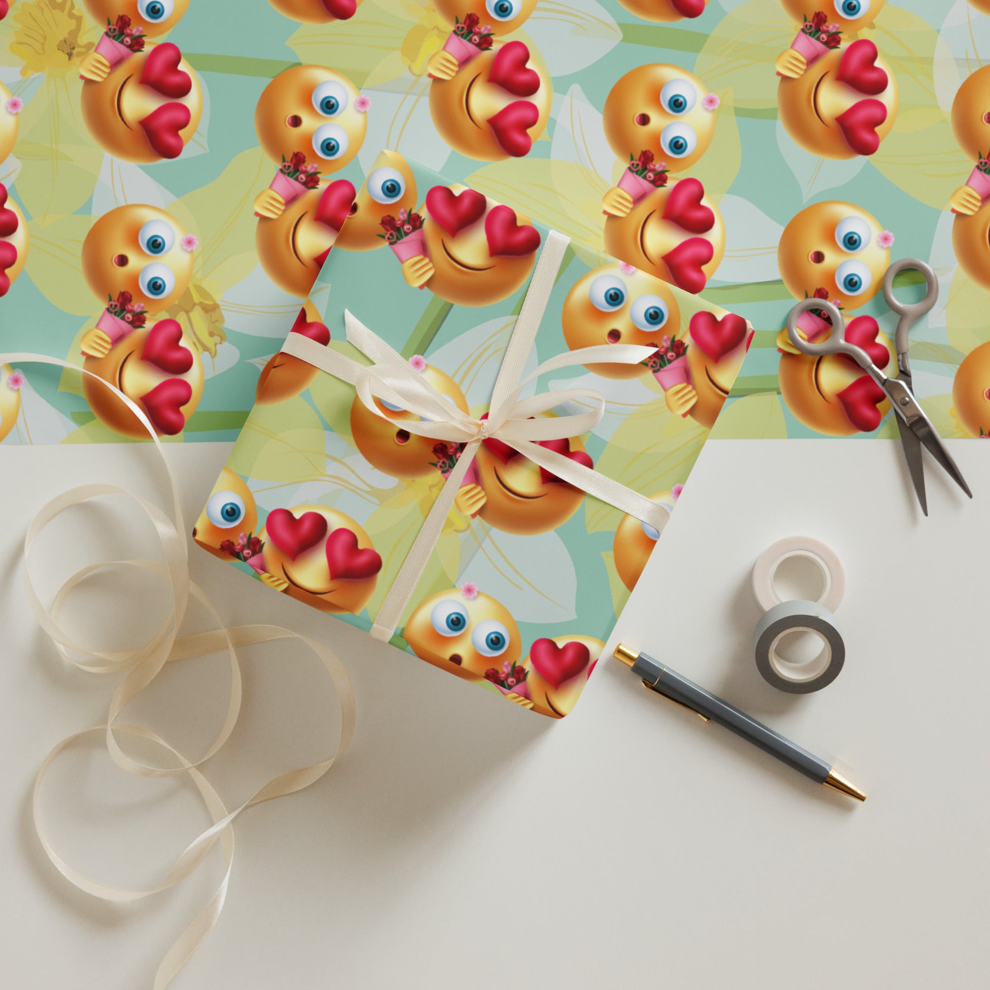 Smiley Face Love Wrapping paper sheets