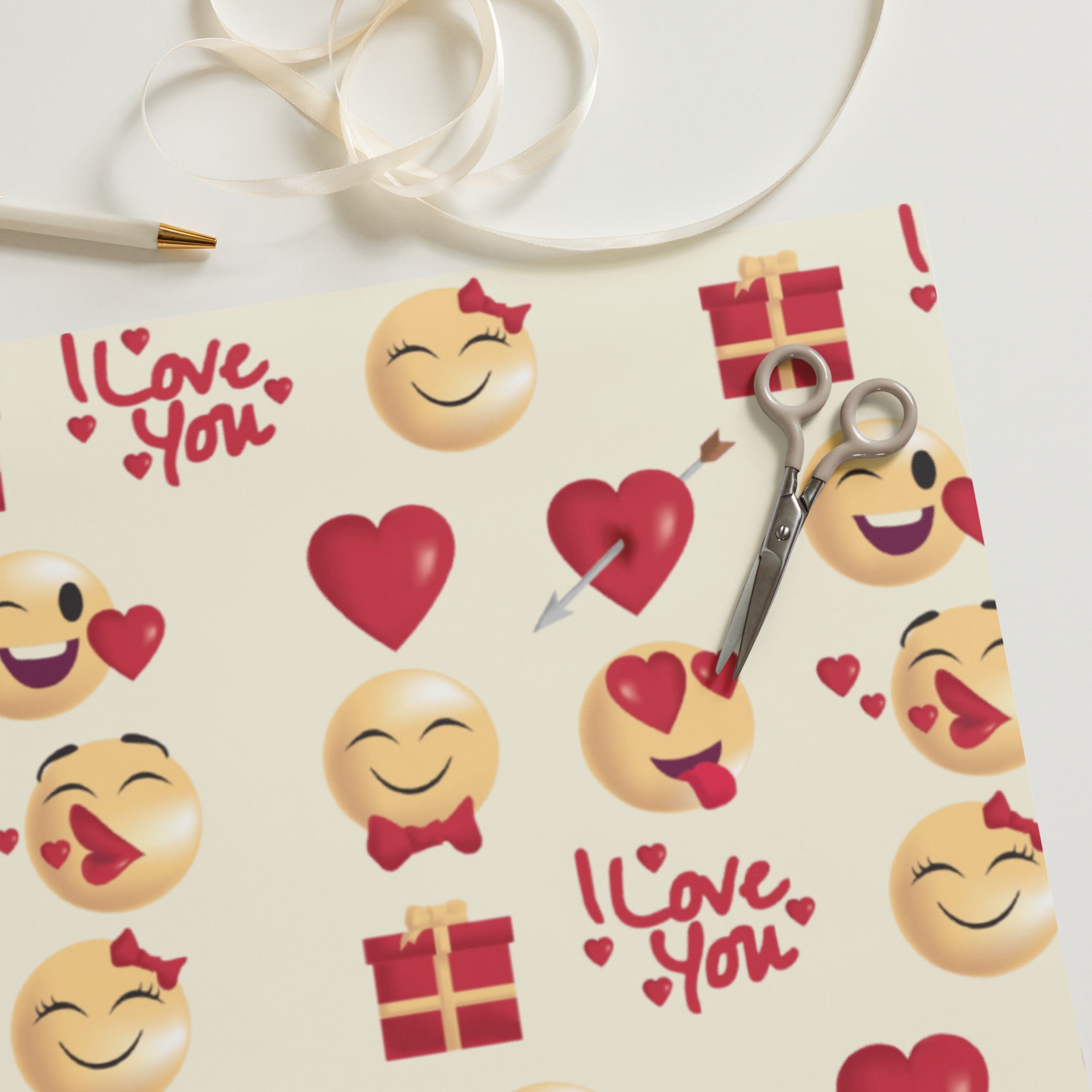 Smiley Face Love Wrapping paper sheets