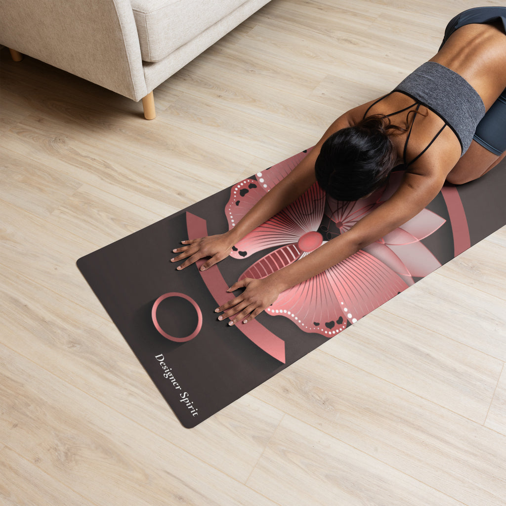Rose Gold Butterfly and Sacred Lotus Yoga Mat