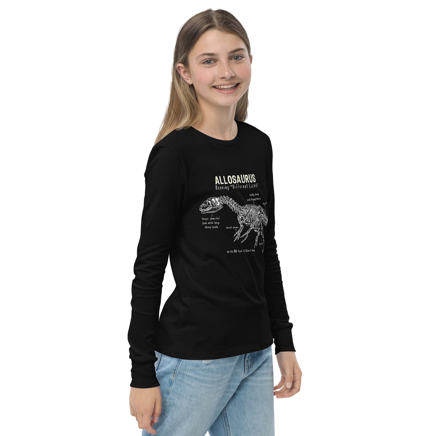 Allosaurus Skeleton Youth long sleeve tee