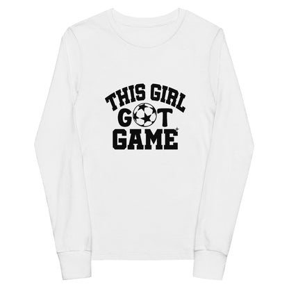 This Girl Got Game Soccer Youth long sleeve tee