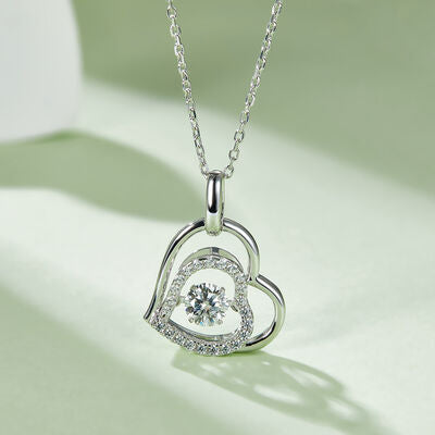 Moissanite Two Hearts 925 Sterling Silver Necklace