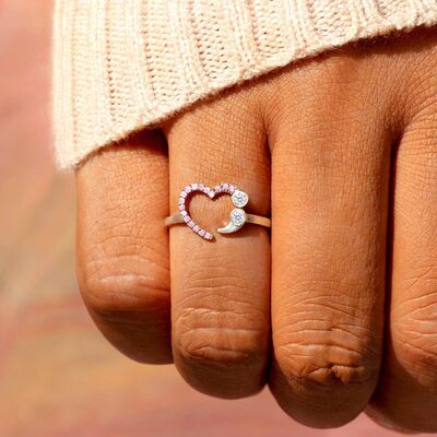 925 Sterling Silver Inlaid Zircon Heart Ring