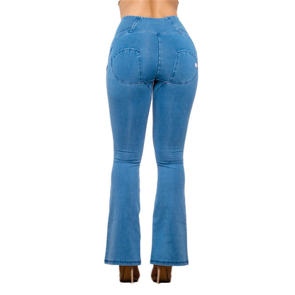 Light Blue High Waist Hip Lift Flared Pants