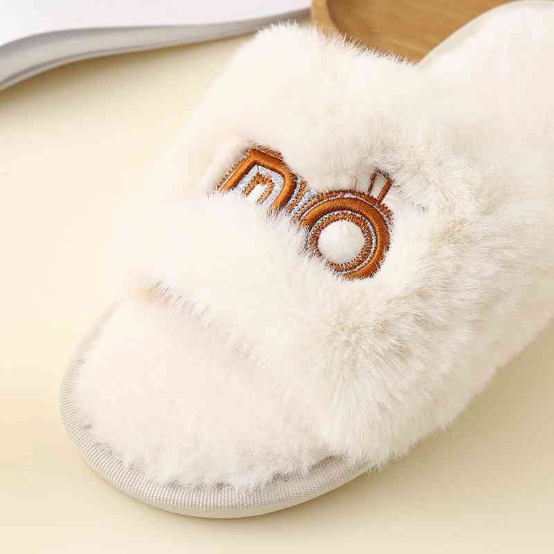 I Do Faux Fur Open Toe Slippers