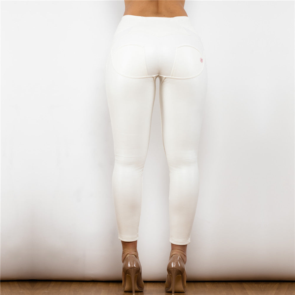 Melody Hip & Booty lifting And Shaping Warm White Vegan Leather Pants