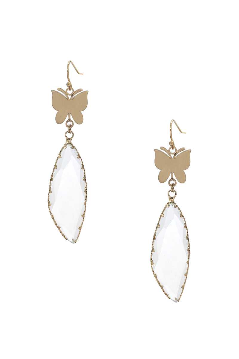 Fashion Butterfly Clear Stone Dangle Earring