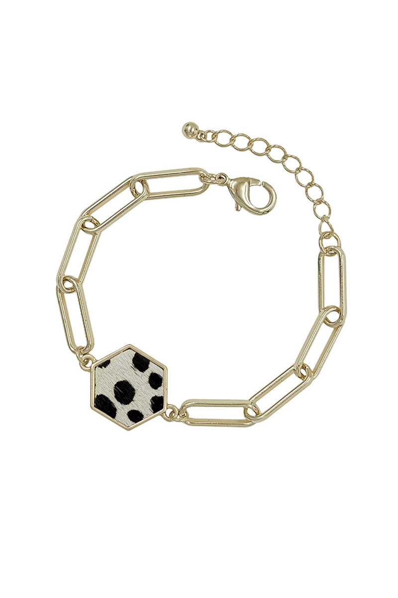 Metal Clothing Pin Chain Leopard Haircalf Bracelet