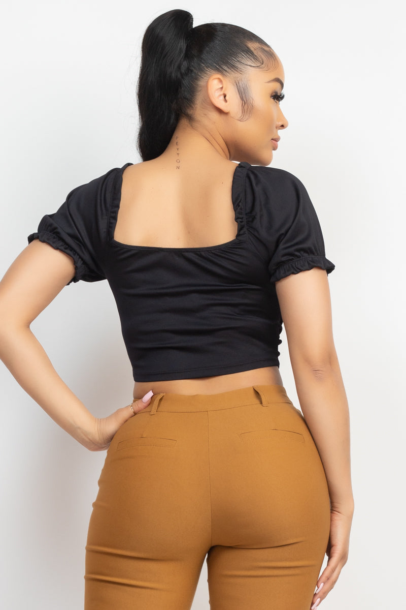 Ruched Puff Sleeve Top