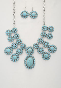 Rodeo western oval turquoise bead necklace