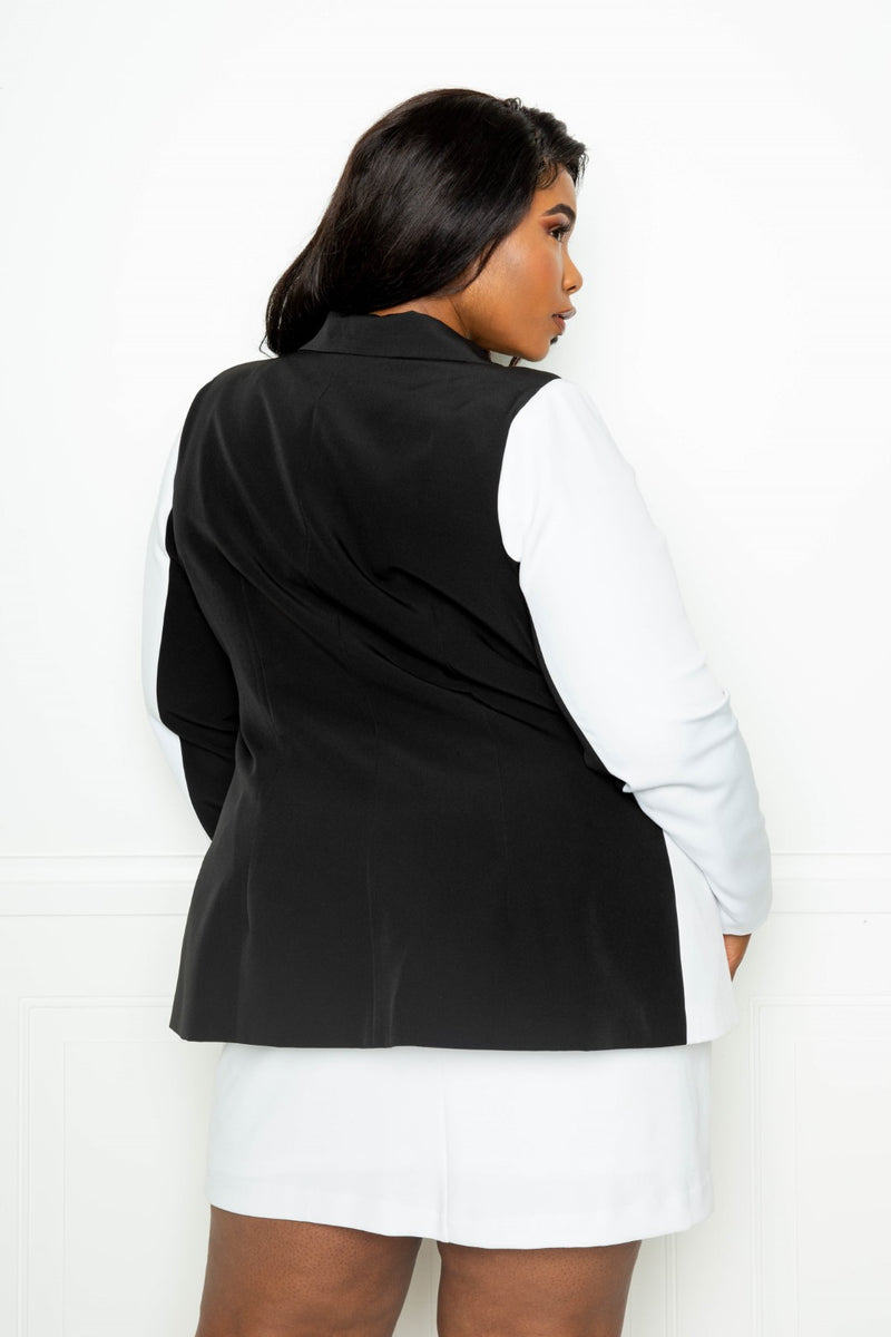 Plus Size Contrast Fitted Blazer