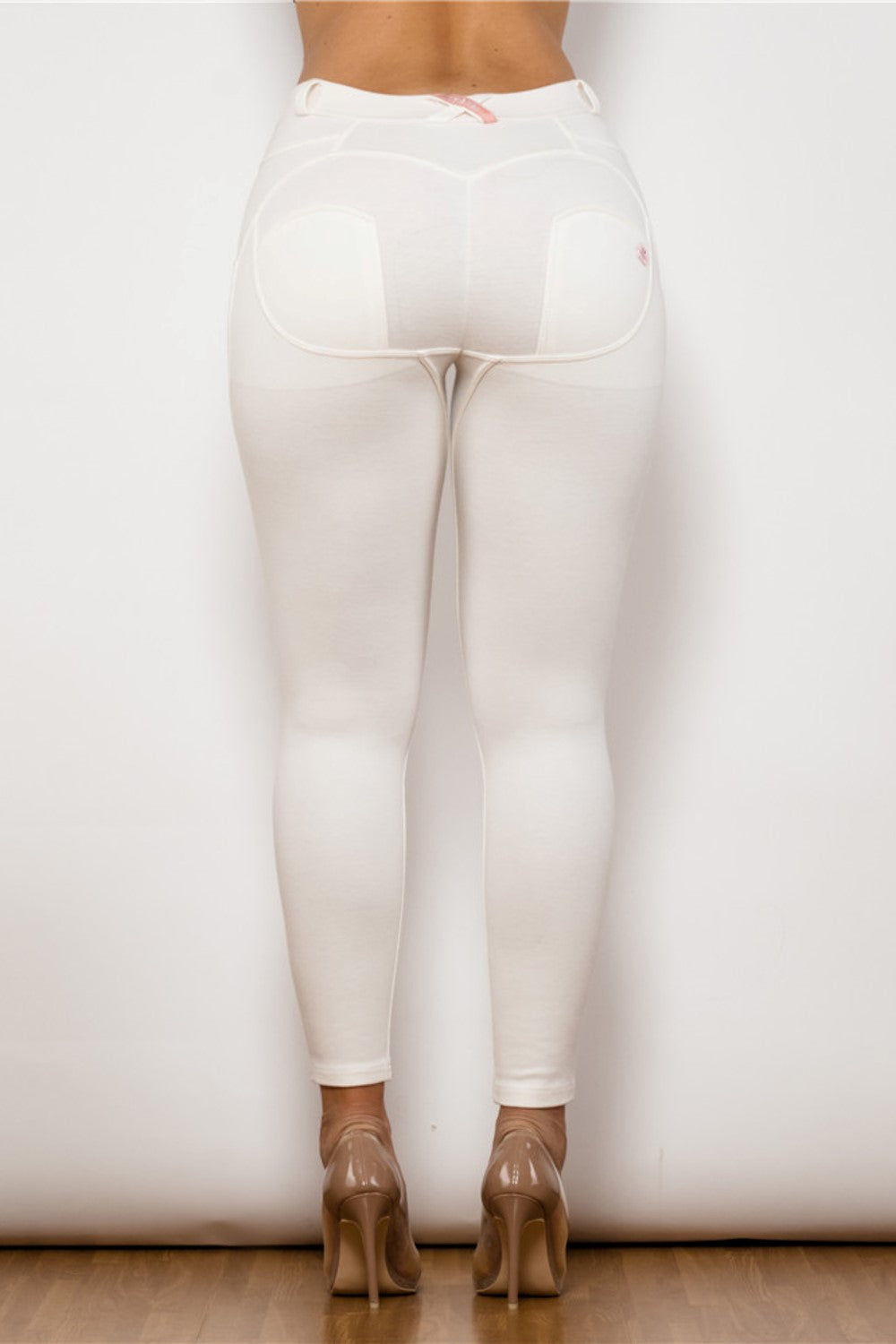 White Butt Lifting Anti Cellulite Workout Pants