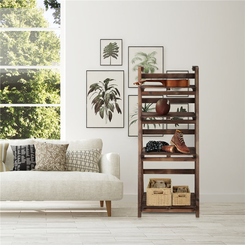 4 Tier Indoor/Outdoor Foldable Wooden Plant Display Stand