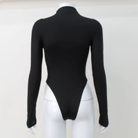Mesh Patchwork Full Sleeve Turtleneck Bodysuit