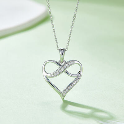 Moissanite Infinity 925 Sterling Silver Heart Necklace