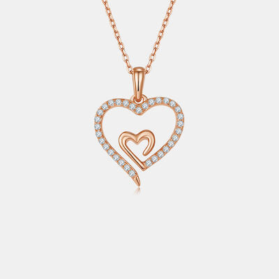 Double Heart 925 Sterling Silver Pendant Necklace