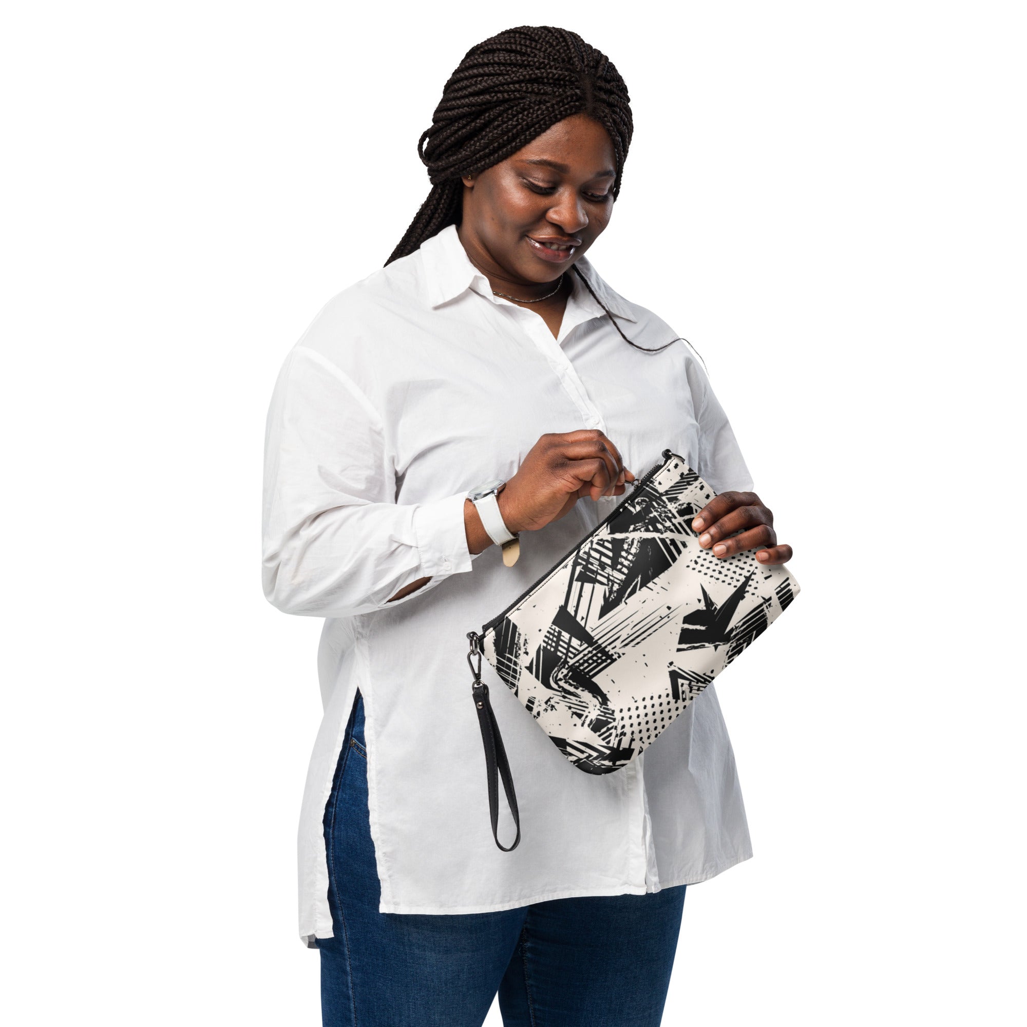 Black Graphic Print Crossbody bag