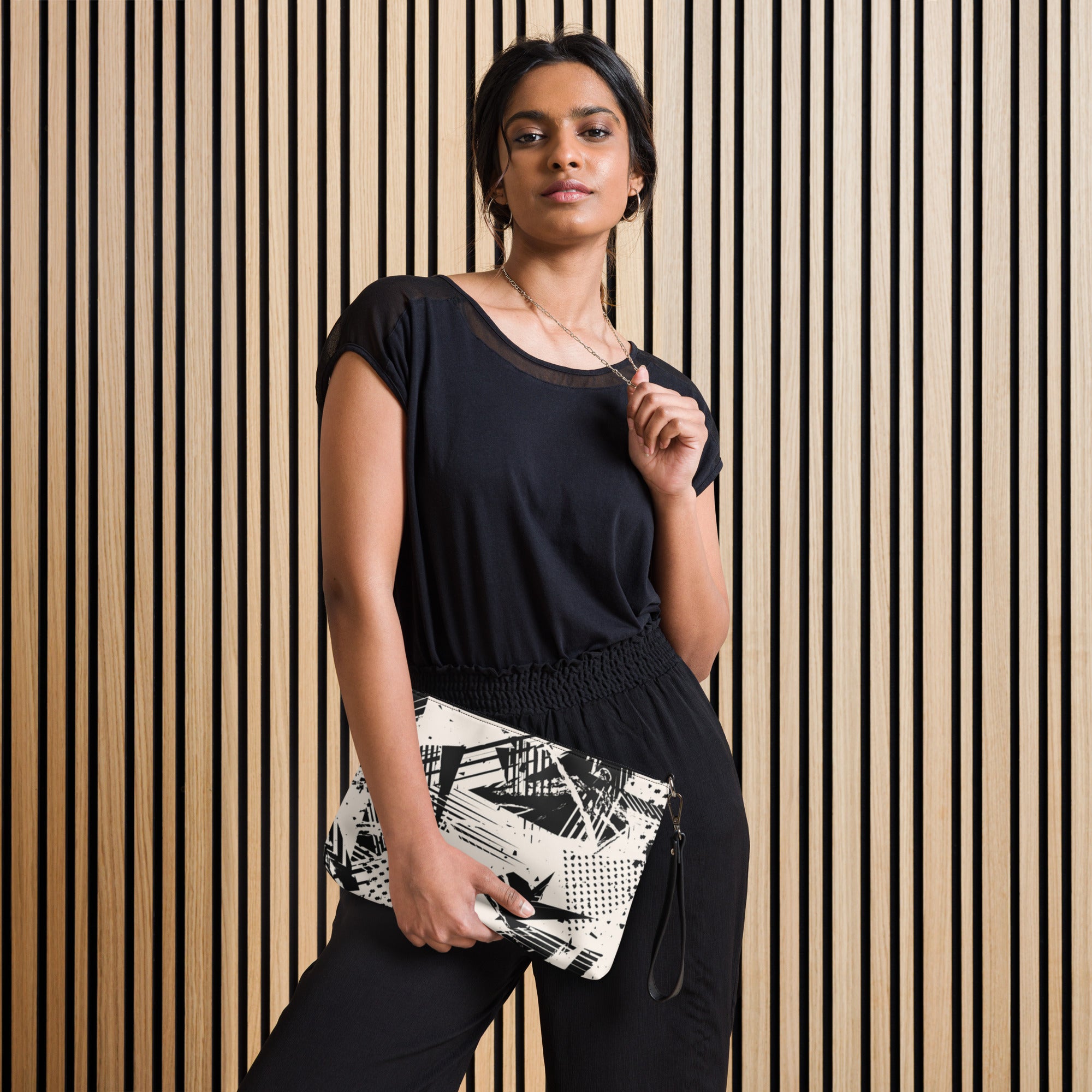 Black Graphic Print Crossbody bag