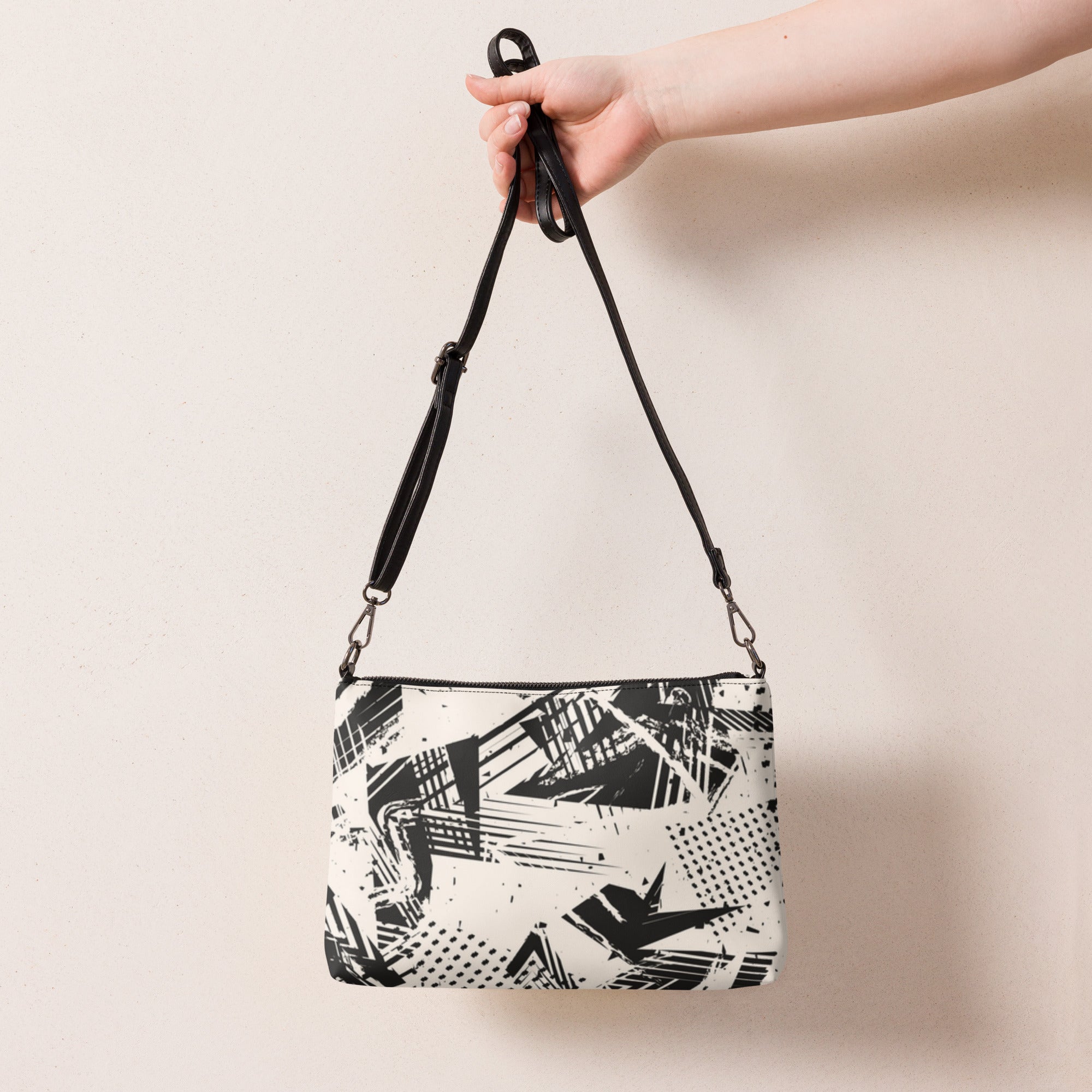Black Graphic Print Crossbody bag