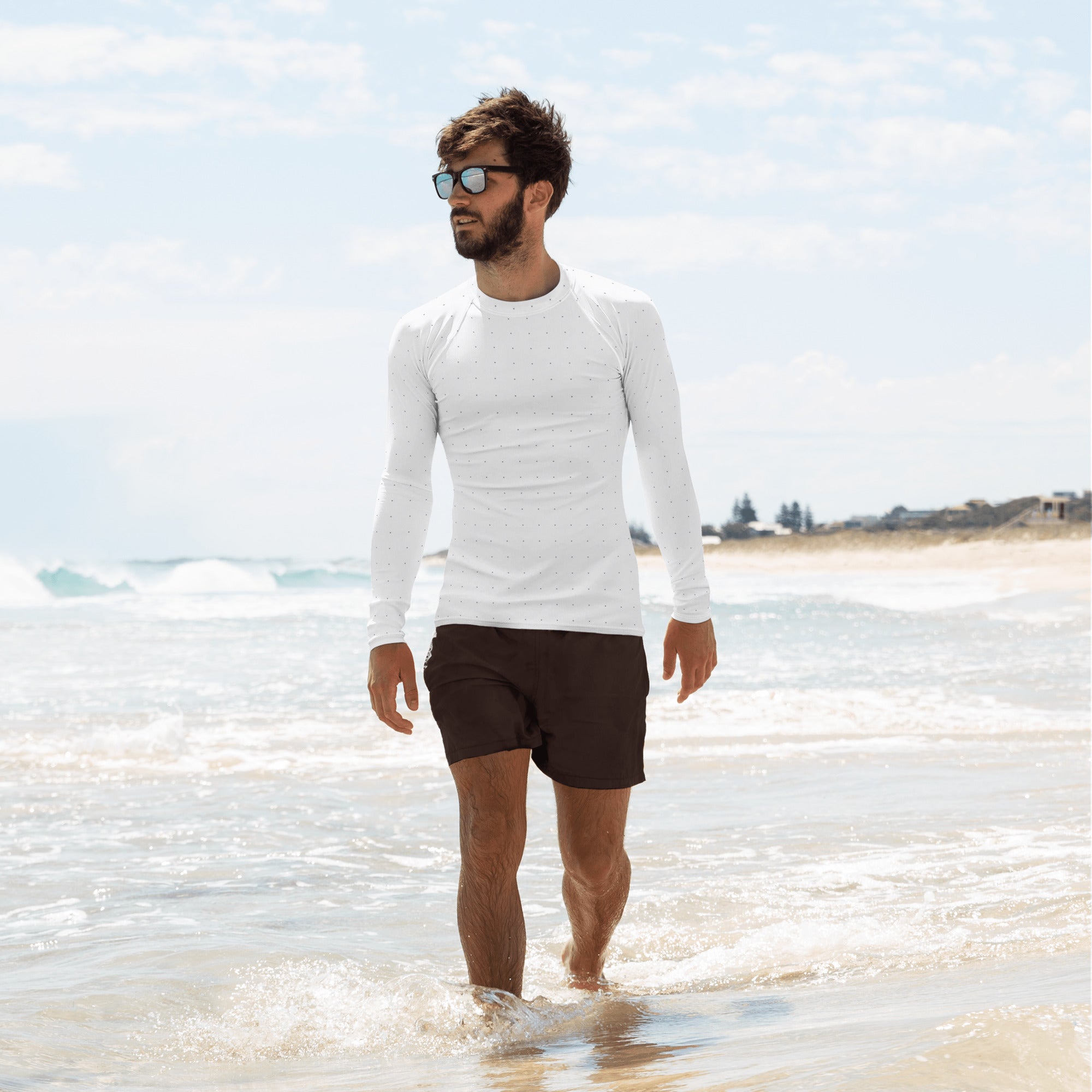 White Dots Longe Sleeve Rash Guard