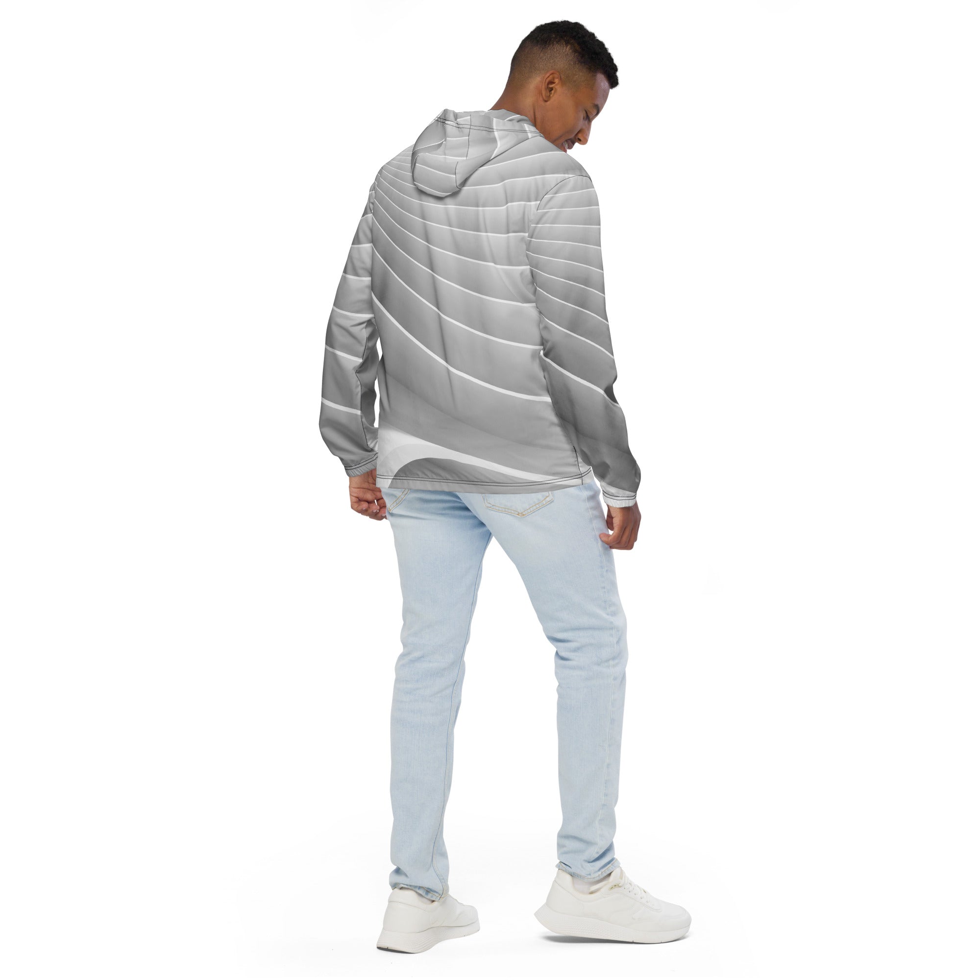 Grey and White Windbreaker