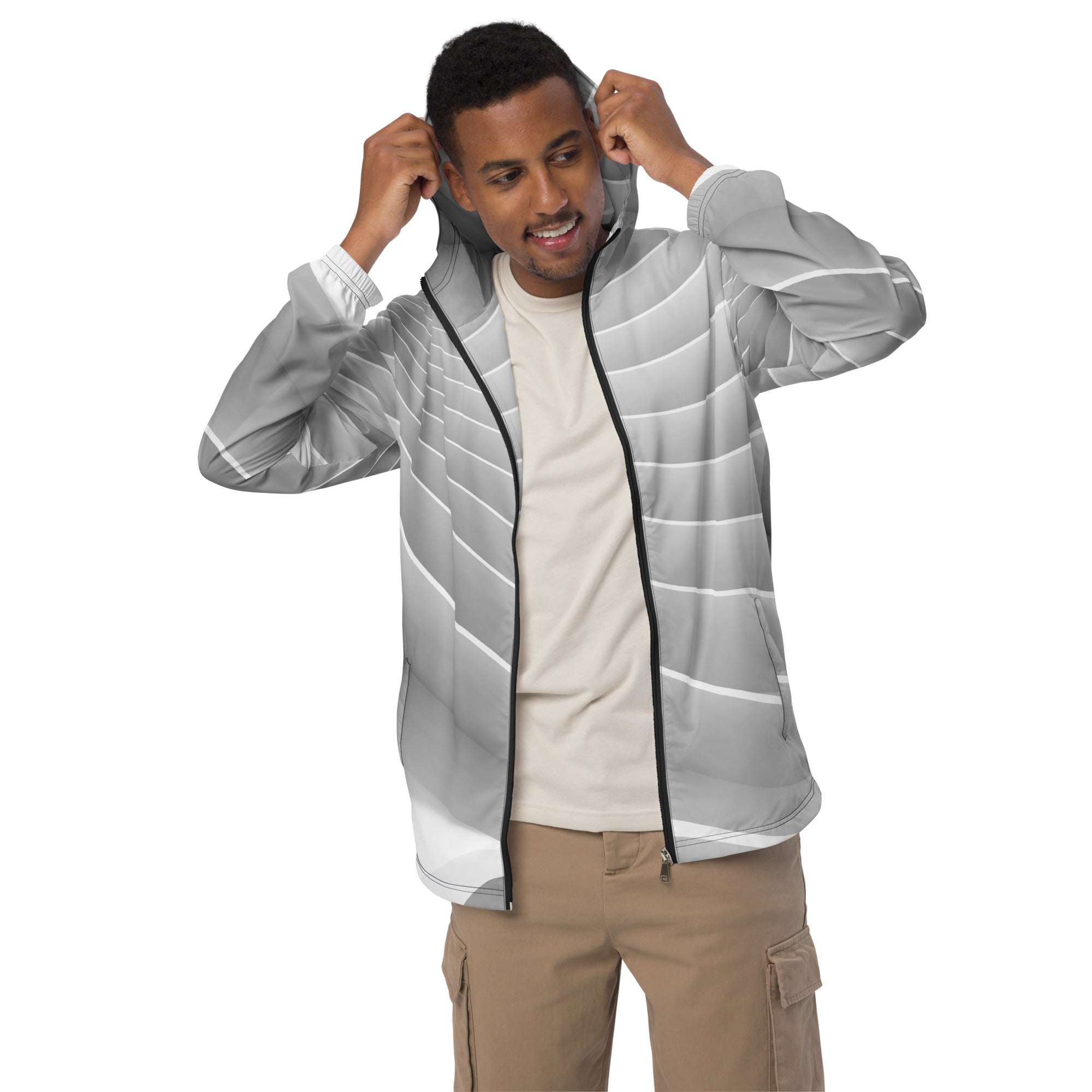Grey and White Windbreaker
