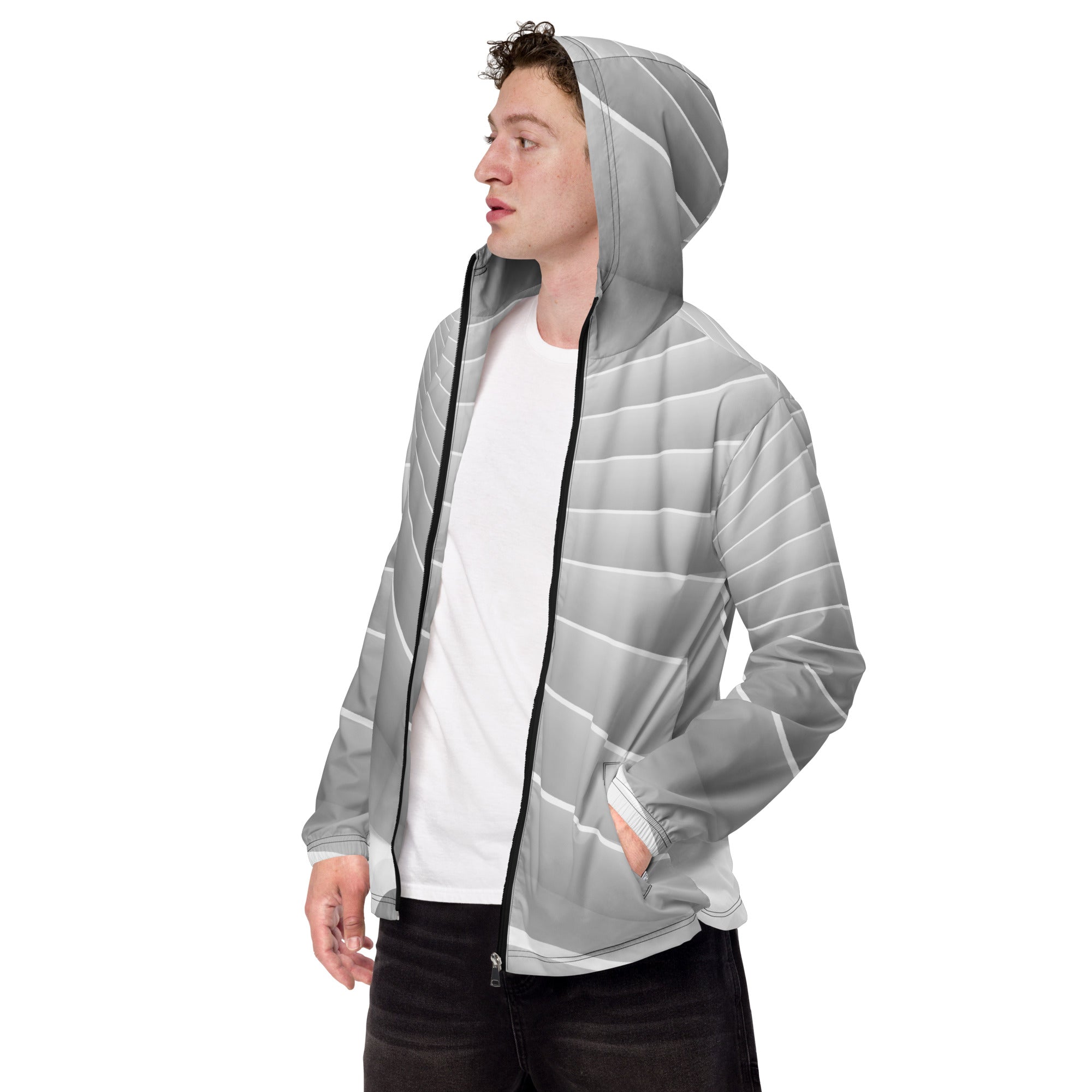 Grey and White Windbreaker