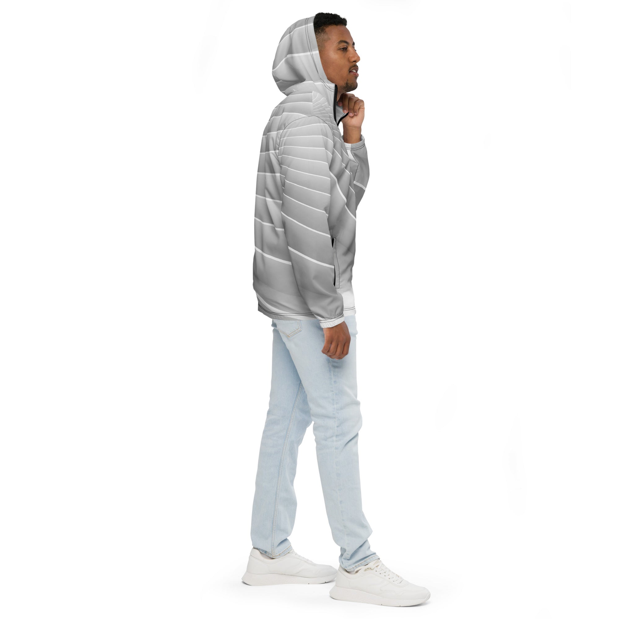 Grey and White Windbreaker