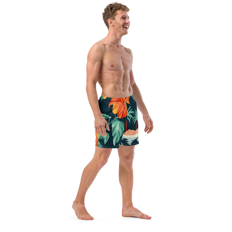 Island Print Men's swim trunks