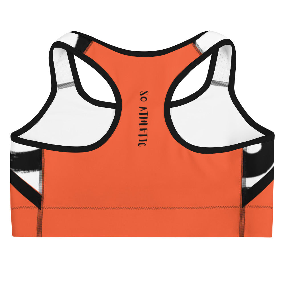 So Athletic Black and Orange Sports bra