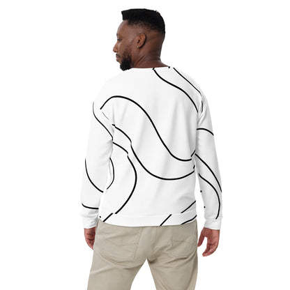 Men'Black n White Line Print Sweatshirt