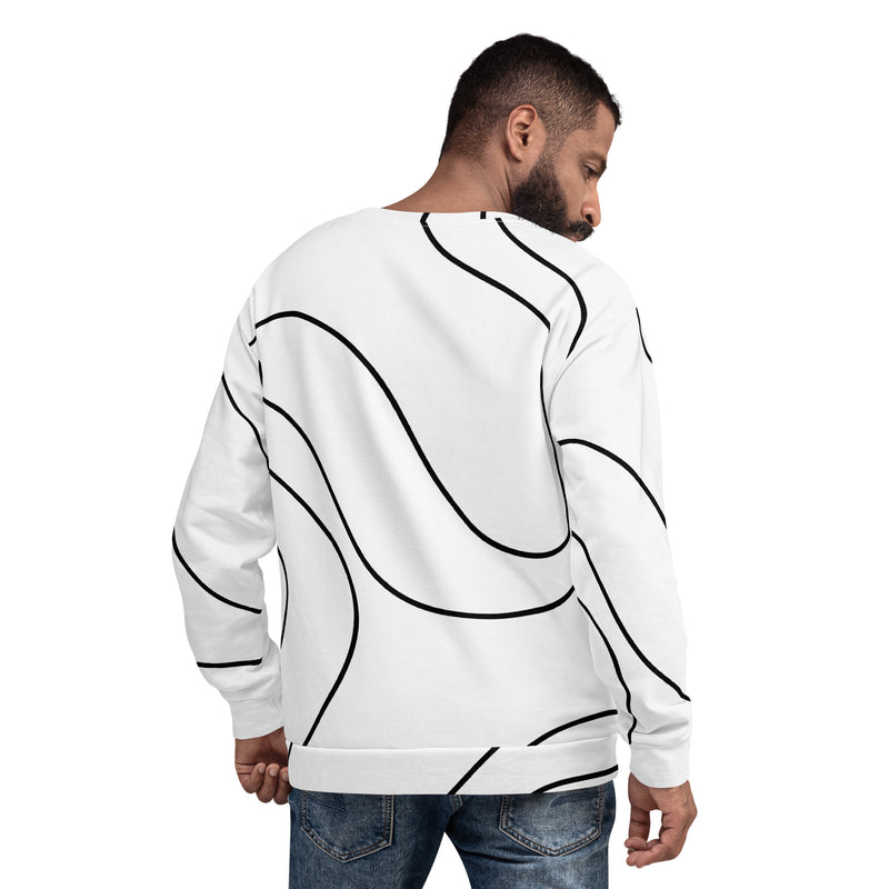 Men'Black n White Line Print Sweatshirt