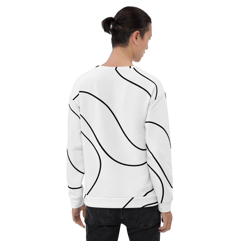 Black n White Line Print Sweatshirt