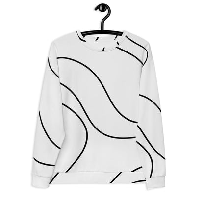 Men'Black n White Line Print Sweatshirt