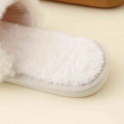 I Do Faux Fur Open Toe Slippers