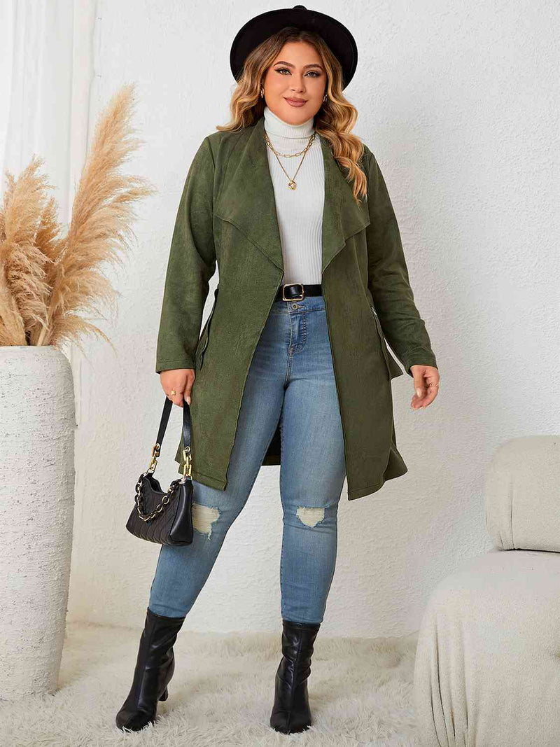 Plus Size Tie Back Trench Coat