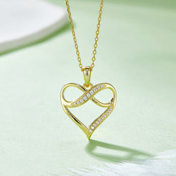 Moissanite Infinity 925 Sterling Silver Heart Necklace
