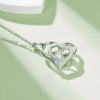 Moissanite Two Hearts 925 Sterling Silver Necklace
