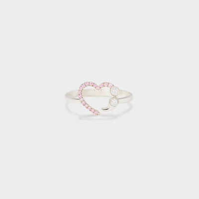 925 Sterling Silver Inlaid Zircon Heart Ring