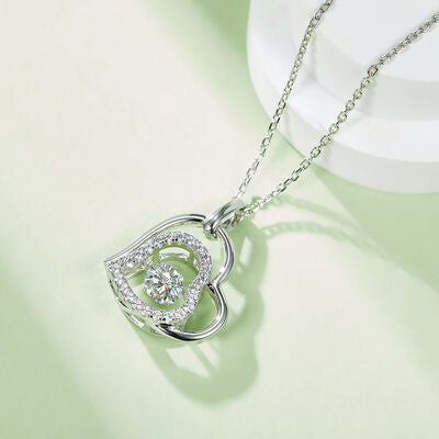 Moissanite Two Hearts 925 Sterling Silver Necklace